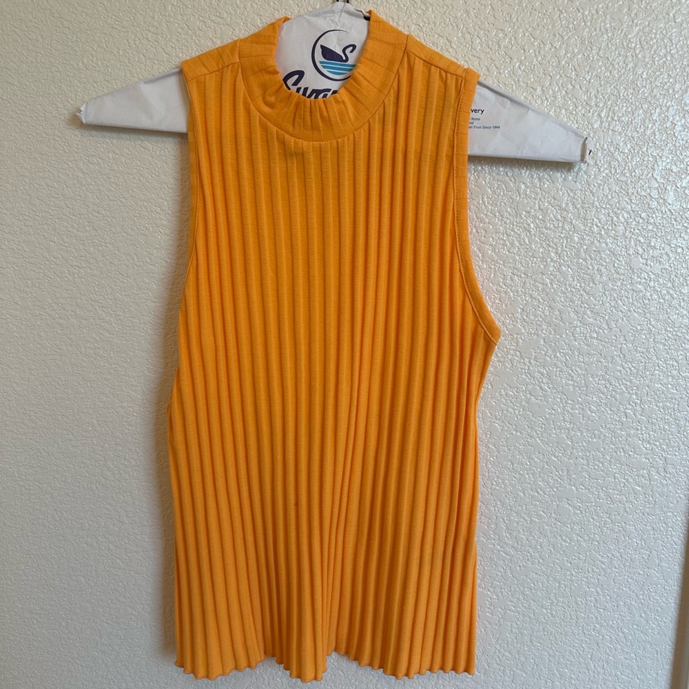a new day Bright Orange Sleeveless Ribbed Top